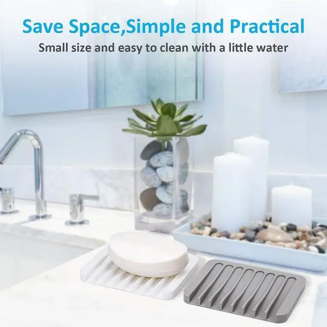 Alt view image 5 of 7 - 4PCS Self-Draining Silicone Bar Soap Dish and Holders for Shower
