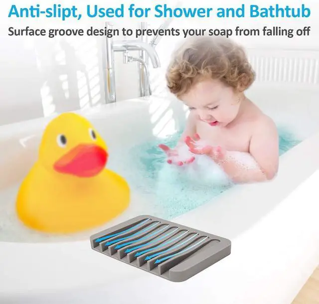 Alt view image 4 of 7 - 4PCS Self-Draining Silicone Bar Soap Dish and Holders for Shower