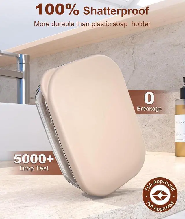Alt view image 3 of 6 - Quatish Bar Soap Holder Dish, Leakproof Travel Soap Case for Shower, Portable Travel Size Toiletries Camping Essentials for Gym, Dorm, Bathroom, Khaki
