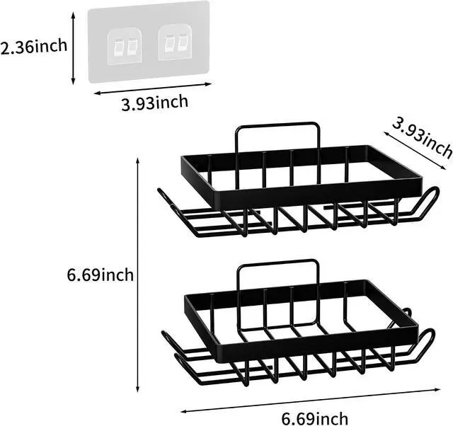 Alt view image 7 of 7 - Vowupt Soap Bar Holder for Shower with 8 Hooks, Set of 2 Bar Soap Dish for Bathroom, Self Draining Shower Soaps Holder, Adhesive Soaps Saver Soap Tray Stand for Bathroom Accessories(Black)