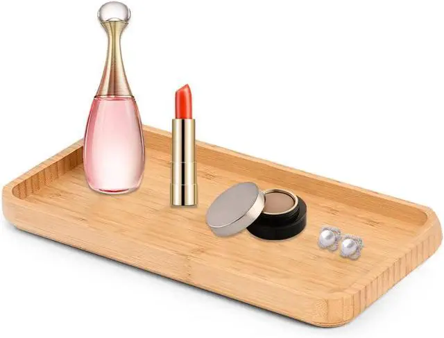 Alt view image 2 of 7 - Bamboo Vanity Tray Bamboo Counter Tray Rack for Organizing Decor Display Toilet Tank Top Tray Pallet, Bathroom Storage Vanity Pallet 11.8 x 6 x 0.7in