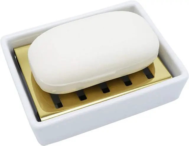 Alt view image 2 of 6 - Ceramic Soap Dish, Bar Soap Holder for Shower, Bathroom Soap Dishes