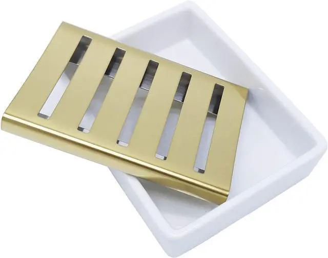 Alt view image 6 of 6 - Ceramic Soap Dish, Bar Soap Holder for Shower, Bathroom Soap Dishes
