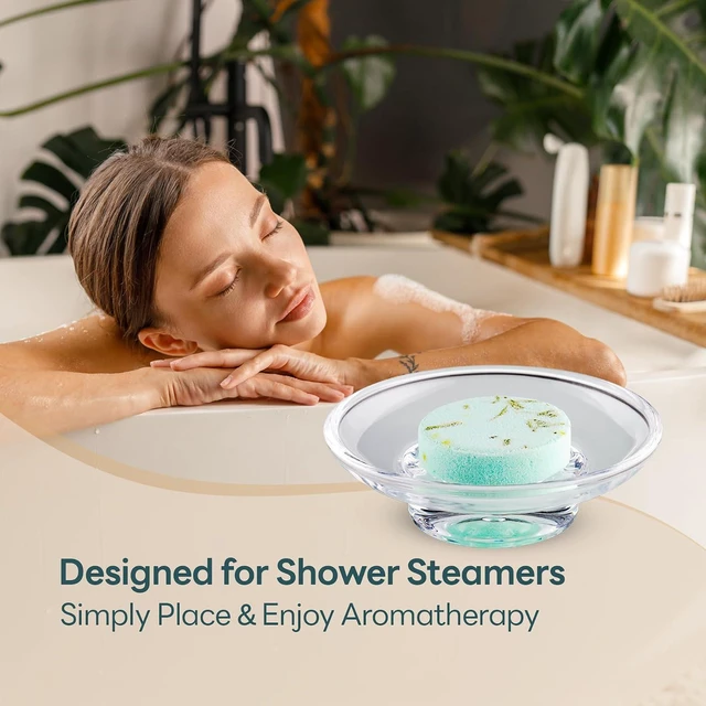 Alt view image 5 of 6 - NiHome Glass Shower Steamer Holder, No-Clog Aromatherapy Tray, Clear