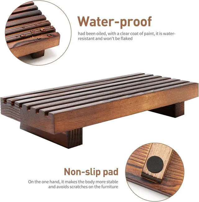 Alt view image 4 of 7 - Kitchen Sink Tray for Bathroom Counter Decorative Wooden Riser Soap Holder
