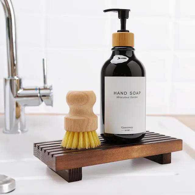 Alt view image 3 of 7 - Kitchen Sink Tray for Bathroom Counter Decorative Wooden Riser Soap Holder