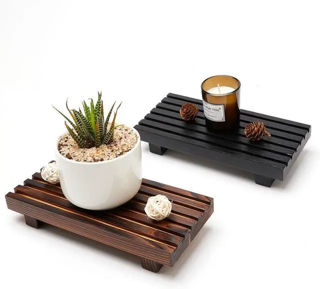 Alt view image 7 of 7 - Kitchen Sink Tray for Bathroom Counter Decorative Wooden Riser Soap Holder