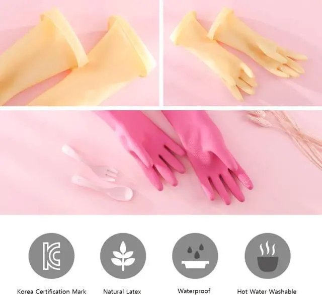 Alt view image 4 of 7 - Myungjin Kids Reusable Waterproof Rubber Gloves | Cooking, Dishwashing, Cleaning, Painting, Pet Care, Crafts