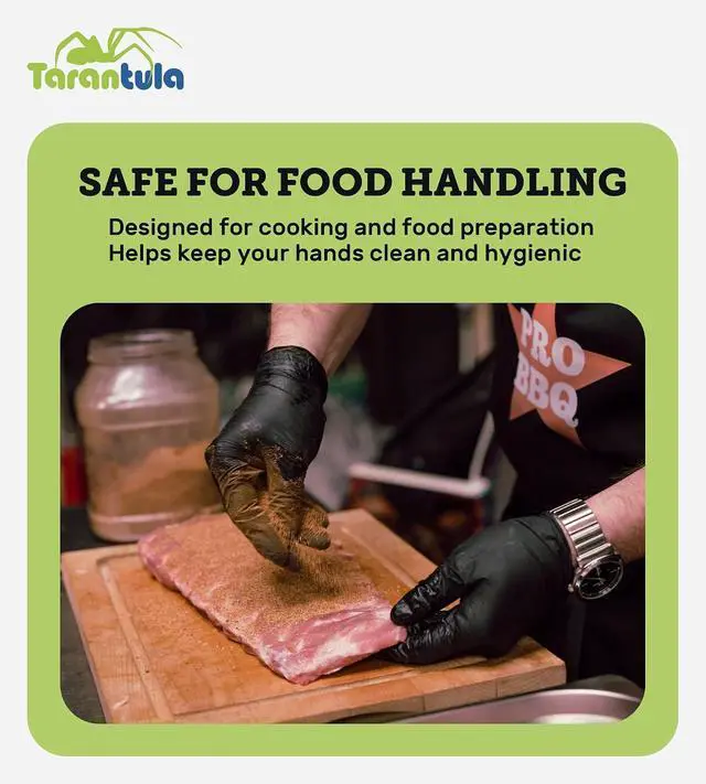 Alt view image 3 of 7 - 4 Mil Disposable Nitrile Gloves, Black, Large, Food Safe, Powder-Free