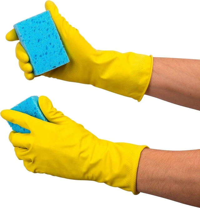 Alt view image 3 of 7 - SteadMax 1 Pair Cleaning Gloves, Reusable Natural Rubber Dish Gloves, Latex Non-Slip Gloves for Kitchen, Household