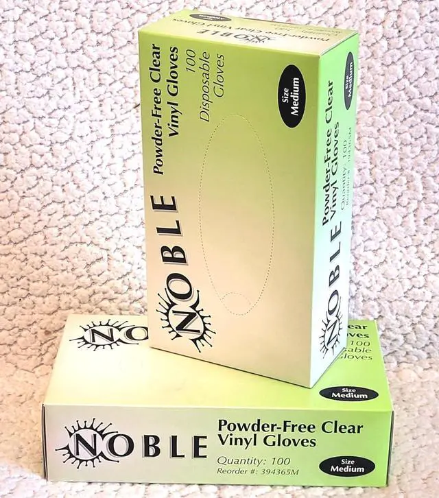 Main image of 100 Pcs Noble Products Disposable Vinyl Gloves Latex Free Powder Free Clear Gloves for Cleaning Cooking Beauty Dishwashing Transparent (Medium)