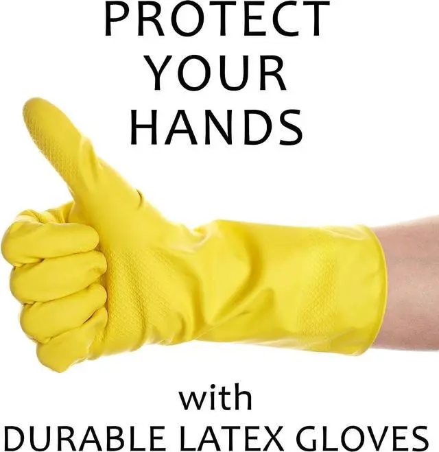 Alt view image 6 of 7 - SteadMax 1 Pair Cleaning Gloves, Reusable Natural Rubber Dish Gloves, Latex Non-Slip Gloves for Kitchen, Household