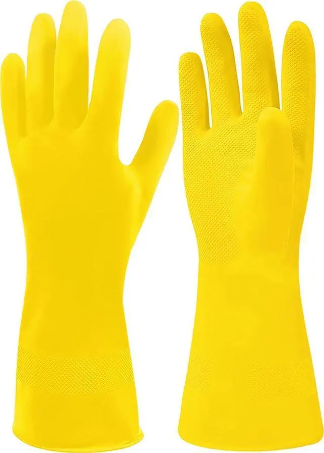 Alt view image 7 of 7 - SteadMax 1 Pair Cleaning Gloves, Reusable Natural Rubber Dish Gloves, Latex Non-Slip Gloves for Kitchen, Household