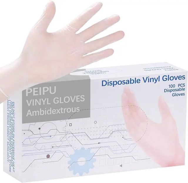 Main image of PEIPU Vinyl Disposable Gloves,Powder Free,Cleaning Service Gloves, Latex Free