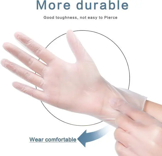 Alt view image 2 of 6 - PEIPU Vinyl Disposable Gloves,Powder Free,Cleaning Service Gloves, Latex Free