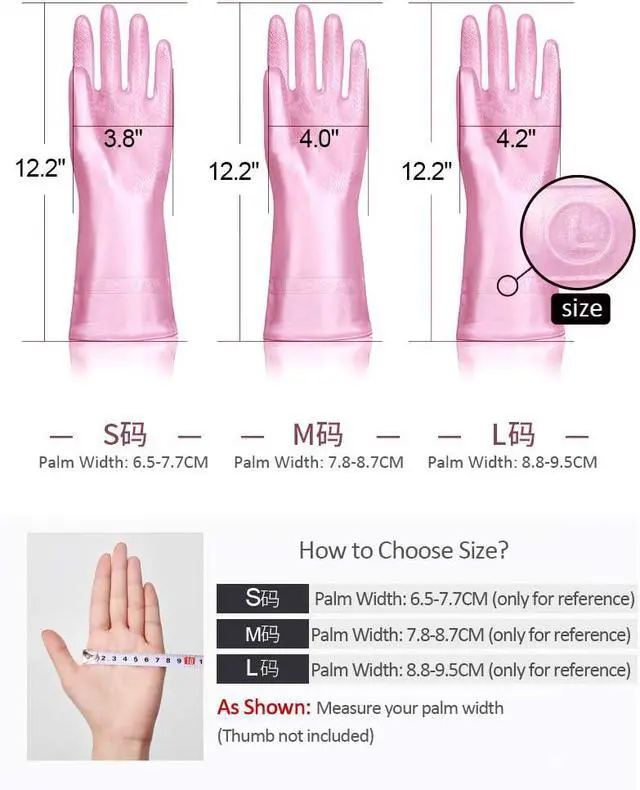 Alt view image 2 of 7 - Alimat PluS Kitchen Cleaning Gloves Latex Free, Cotton Flock Liner, Medium