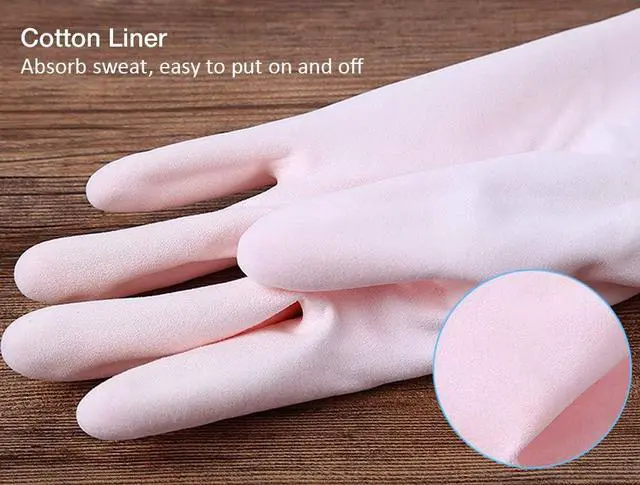 Alt view image 3 of 7 - Alimat PluS Kitchen Cleaning Gloves Latex Free, Cotton Flock Liner, Medium