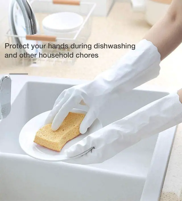 Alt view image 5 of 7 - Alimat PluS Kitchen Cleaning Gloves Latex Free, Cotton Flock Liner, Medium