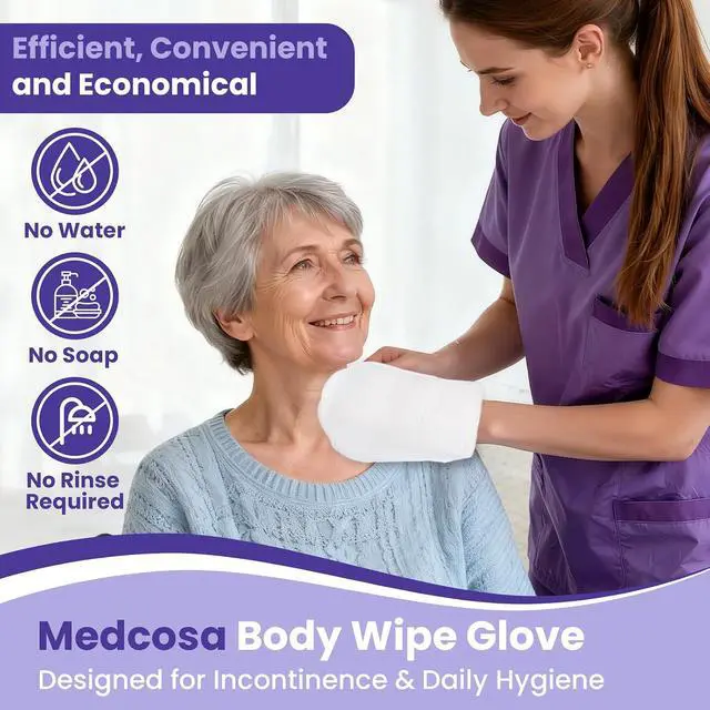 Alt view image 2 of 7 - Medcosa Adult Washcloths - Unique Disposable Body Wipes Shaped Like a Glove - Unscented, Premoistened Wet Wipes - Pack of 10 Wash Cloths