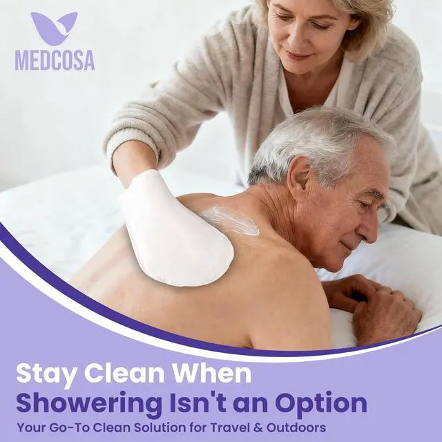 Alt view image 6 of 7 - Medcosa Adult Washcloths - Unique Disposable Body Wipes Shaped Like a Glove - Unscented, Premoistened Wet Wipes - Pack of 10 Wash Cloths