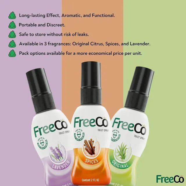 Alt view image 5 of 7 - Freeco Before-you-go Toilet Spray | Stops odor Before it Begins with Essential Oils | Ideal for Home, Office, Public Spaces & Travel | 2 fl oz (1 Bottle), Original Citrus Scent