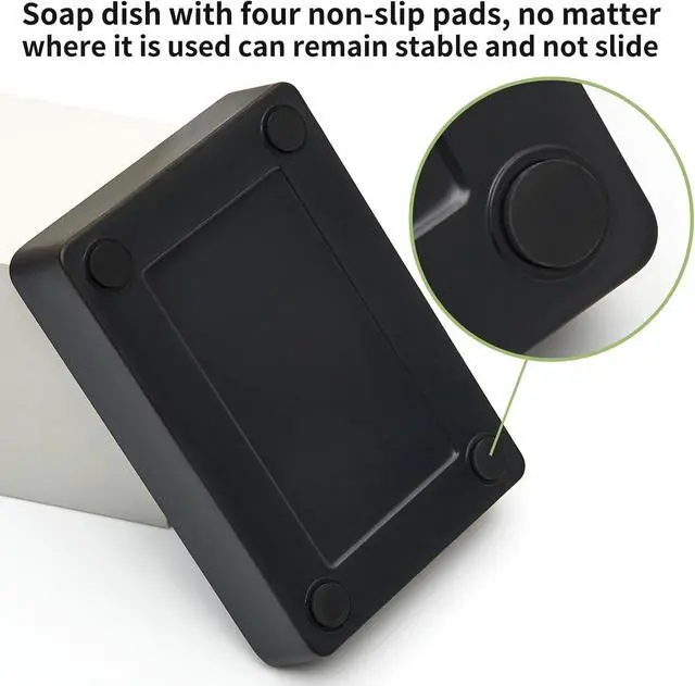 Alt view image 5 of 7 - Bamboo Soap Dishes for Shower with Drainage Wooden Soap Bar Holder for Bathroom Soap Tray Easy to Clean, Durable and with Non-Slip Pads(Single Black Square)