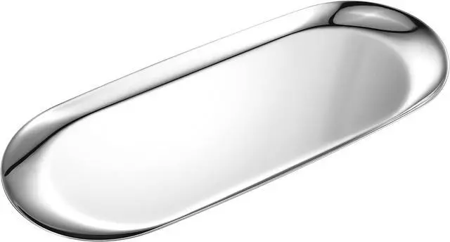 Main image of Silver Oval Vanity Tray, Stainless Steel Jewelry Tray, Bathroom Tray, Makeup Cosmetic Trays,Towel Napkin Tray,Storage Organizer,11.8 x 4.8 inches (L*W), Large