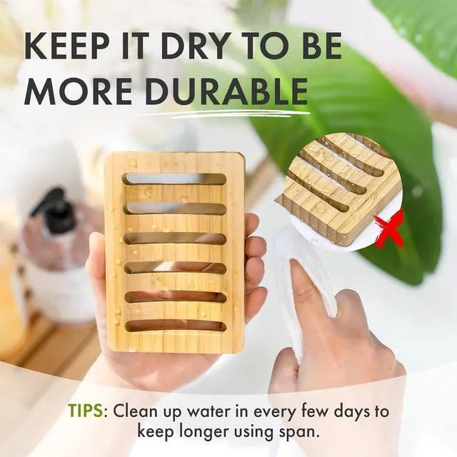 Alt view image 5 of 7 - AmazerBath Soap Holder Soap Dish, Bamboo Soap Dish, 2 Pack Wood Bar Soap Holder for Shower, Trays Self Draining, Soap Saver for Shower, Bathroom, Kitchen(Natural Color)