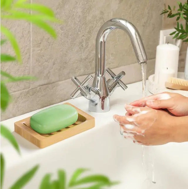 Alt view image 2 of 7 - AmazerBath Soap Holder Soap Dish, Bamboo Soap Dish, 2 Pack Wood Bar Soap Holder for Shower, Trays Self Draining, Soap Saver for Shower, Bathroom, Kitchen(Natural Color)