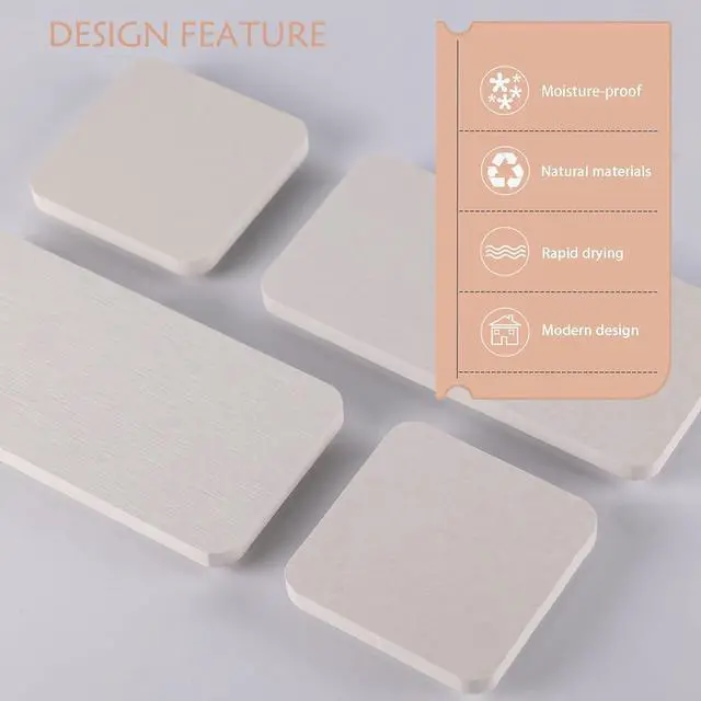 Alt view image 6 of 7 - NiuYichee Set of 4 Water Absorbent Diatomite Coasters, Dish Soap Stone Tray