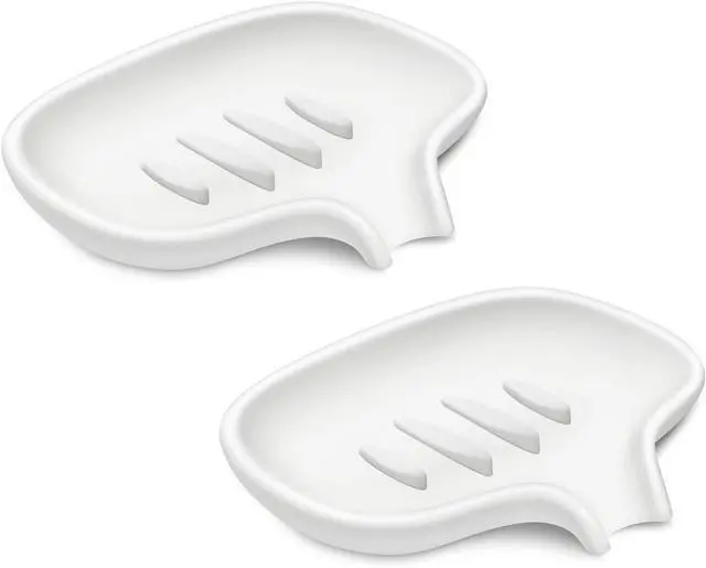 Main image of Silicone Soap Dish for Bathroom,Bar Soap Holder for Shower,2 Pack White