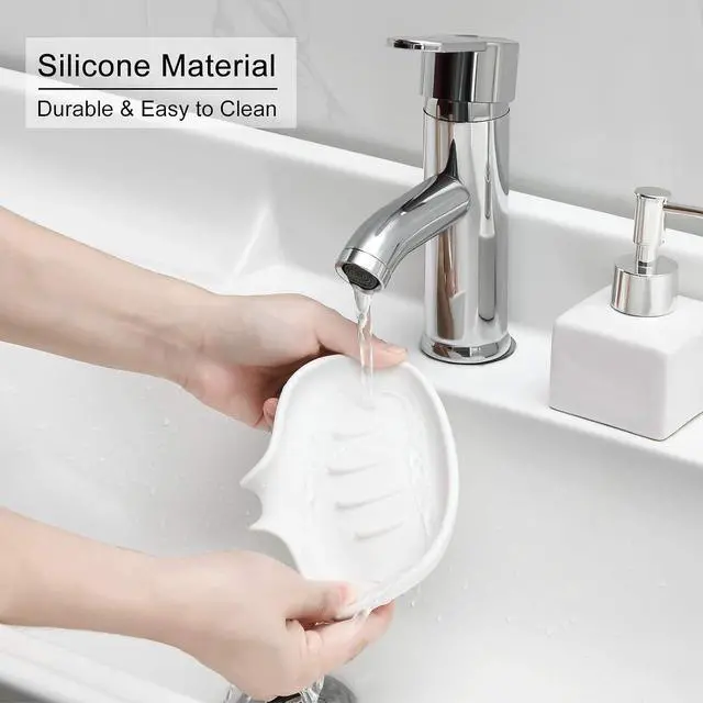 Alt view image 7 of 7 - Silicone Soap Dish for Bathroom,Bar Soap Holder for Shower,2 Pack White