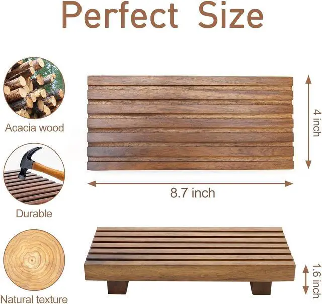Alt view image 4 of 7 - Acacia Wood Riser for Bathroom Counter Tray Decor Kitchen Sink Soap Dish