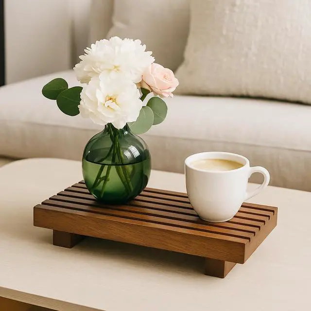 Alt view image 7 of 7 - Acacia Wood Riser for Bathroom Counter Tray Decor Kitchen Sink Soap Dish