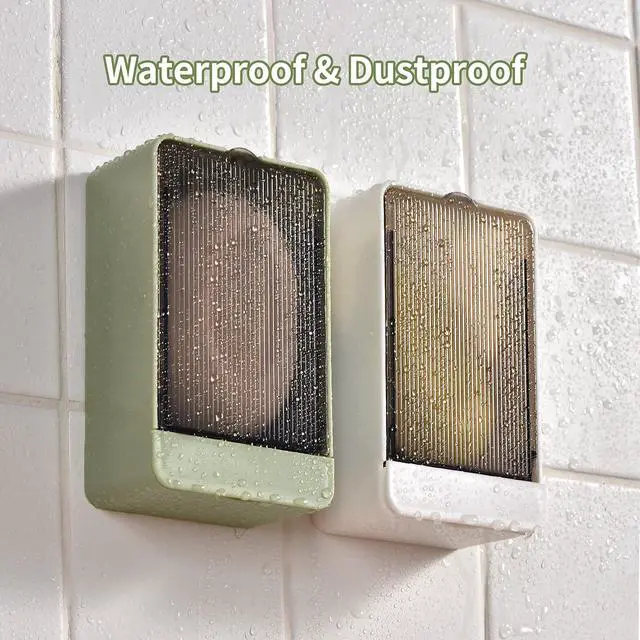 Alt view image 4 of 7 - Soap Holder Dish Shower, 2 Pack Bar Soap Holder with Drainage, Self Draining Soap Holder, Wall Mounted Soap Box Tray Container for Bathroom, Bathtub Kitchen Sink, No Drilling, 4 Adhesive Include
