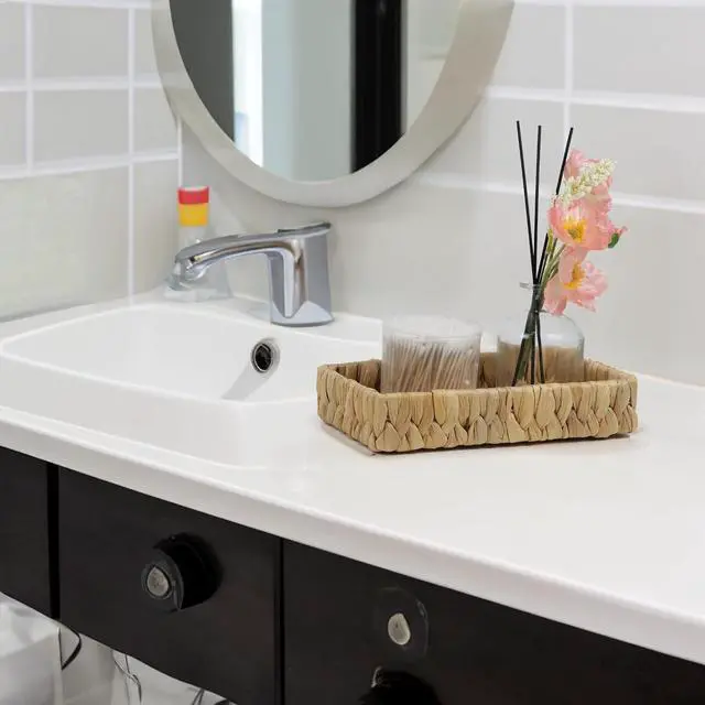 Alt view image 3 of 7 - Water Hyacinth Bathroom Vanity Tray, 10 Inch