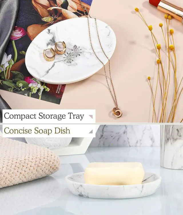 Alt view image 3 of 7 - Luxspire Oval Soap Dish, Resin soap Holder for Bathroom, Gravel White