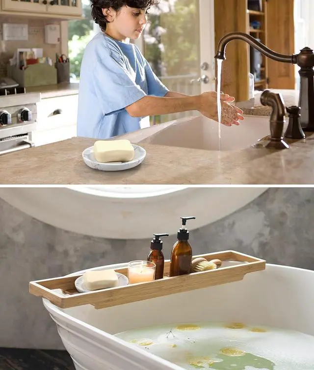Alt view image 5 of 7 - Luxspire Oval Soap Dish, Resin soap Holder for Bathroom, Gravel White