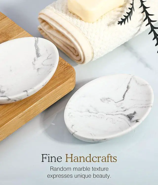 Alt view image 4 of 7 - Luxspire Oval Soap Dish, Resin soap Holder for Bathroom, Gravel White