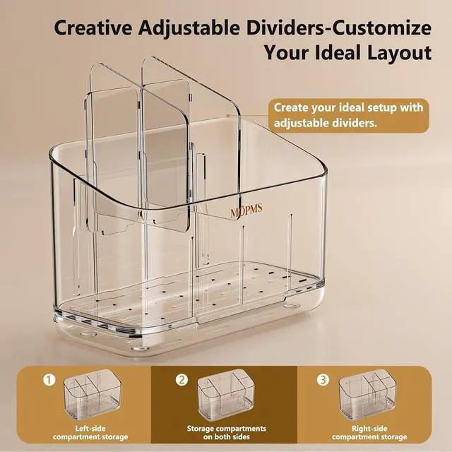 Alt view image 4 of 7 - MOPMS Toothbrush Holders for Bathrooms with 5 Slots Adjustable Dividers