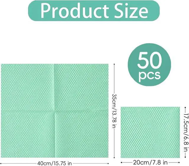 Alt view image 2 of 7 - Disposable Dish Cloths Heavy Duty Disposable Cleaning Cloths for Kitchen Multi-Purpose Green Dish Rags 50 Count/Pack