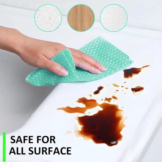 Alt view image 6 of 7 - Disposable Dish Cloths Heavy Duty Disposable Cleaning Cloths for Kitchen Multi-Purpose Green Dish Rags 50 Count/Pack