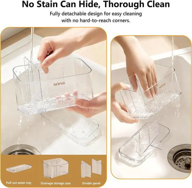 Alt view image 7 of 7 - MOPMS Toothbrush Holders for Bathrooms with 5 Slots Adjustable Dividers