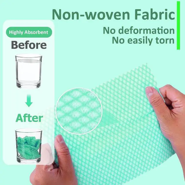 Alt view image 3 of 7 - Disposable Dish Cloths Heavy Duty Disposable Cleaning Cloths for Kitchen Multi-Purpose Green Dish Rags 50 Count/Pack