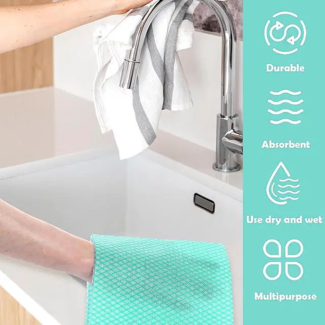 Alt view image 4 of 7 - Disposable Dish Cloths Heavy Duty Disposable Cleaning Cloths for Kitchen Multi-Purpose Green Dish Rags 50 Count/Pack