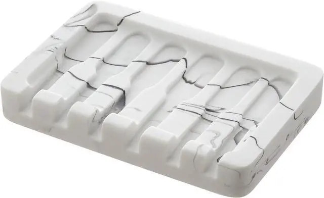 Main image of INIUNIK Self Draining Soap Dish - Marble Look Soap Holder Tray Savers Box Container Sponge Holder for Bathroom Shower Kitchen, White