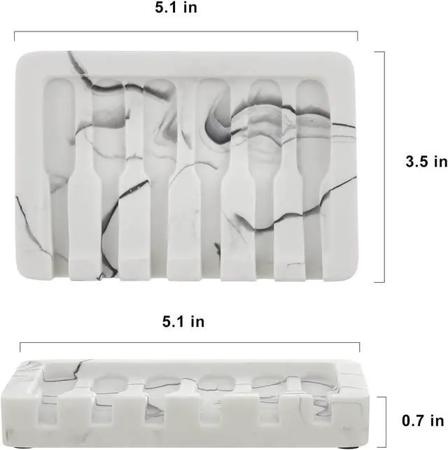 Alt view image 6 of 7 - INIUNIK Self Draining Soap Dish - Marble Look Soap Holder Tray Savers Box Container Sponge Holder for Bathroom Shower Kitchen, White