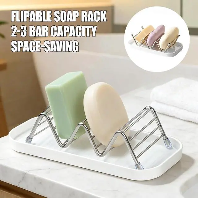 Alt view image 2 of 7 - OZNER Wavy Soap Dish for Shower, 304 Stainless Steel Shampoo Bar Holder with Removable Drip Tray, Self Draining Quick Dry Bar Soap Holder for Shampoo Bars, Conditioner Bars & Soap, 1 Pack