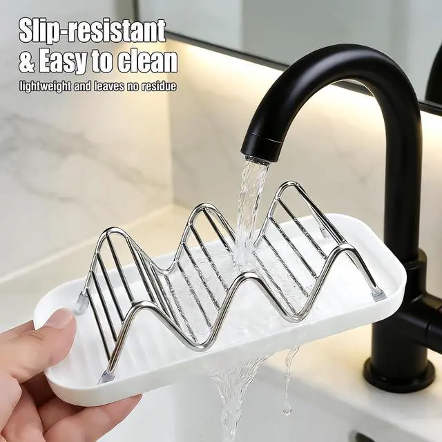 Alt view image 5 of 7 - OZNER Wavy Soap Dish for Shower, 304 Stainless Steel Shampoo Bar Holder with Removable Drip Tray, Self Draining Quick Dry Bar Soap Holder for Shampoo Bars, Conditioner Bars & Soap, 1 Pack