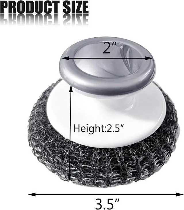 Alt view image 2 of 7 - Stainless Steel Wool Scrubber with Handle, Heavy Duty Dish Scrubber, Steel Brush for Cleaning Pots, Pans, Grills, Sink (4 Pack)